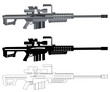 © tayeb - illustration of a gun of  Barrett M82 antimaterial sniper rifle.  Coloring page, and colorful clipart character. gun design for t-shirt print, icon, logo, label, patch, or sticker. Vector image