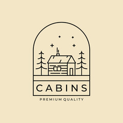 Wall Mural - cabin minimalist line art badge logo vector template illustration design