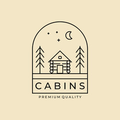 Wall Mural - cabin minimalist line art badge logo vector template illustration design