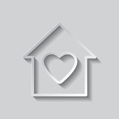 Wall Mural - Heart, house vector simple icon. Flat design. Paper style with shadow. Gray background.ai