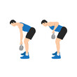 © lioputra - Man doing Two arm kettlebell row exercise. Flat vector illustration isolated on white background. workout character set