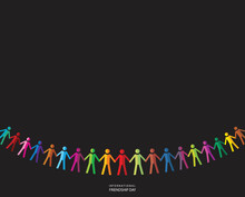People Connecting Concept. International Friendship Day. July 30. Friendship Icon. Population Concept. Color People Vector Icon Isolated On Black Background.