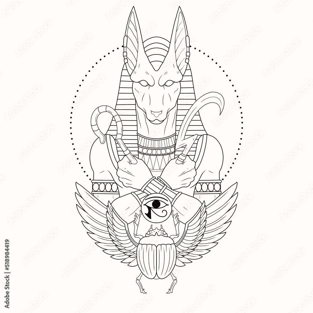 Ilustração do Stock Anubis Tattoo design | Adobe Stock, image size:1000x1000