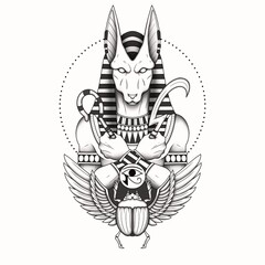 Wall Mural - Anubis tattoo design 