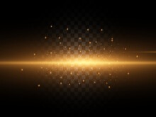 Glowing Line With Sparks On A Transparent Background, Light Effect, Golden Color. Vector Illustration