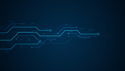 Technology background. Electronic circuit boards. Abstract arrow direction.