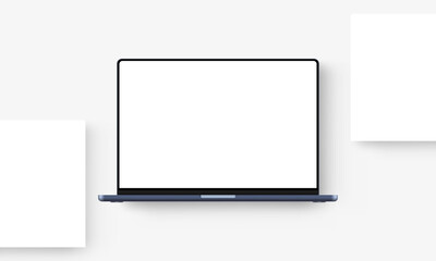 Wall Mural - modern blue laptop mockup with blank screen and web pages. vector illustration