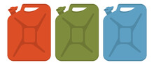 Set of colorful fuel canister. Vector illustration.