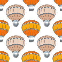 Cartoon hot air balloons  illustration vector seamless patter.