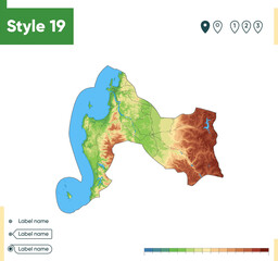 biobio, chile - high detailed physical map. vector map. dem map.