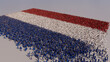 © RocknRoller Studios - A Crowd of People coming together to form the Flag of Netherlands. Dutch Banner on White.