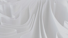 Abstract Wallpaper Formed From White 3D Undulating Lines. Light 3D Render. 