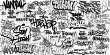 Fototapeta Młodzieżowe - Graffiti background with throw-up and tagging hand-drawn style. Street art graffiti urban theme for prints, banners, and textiles in vector format.