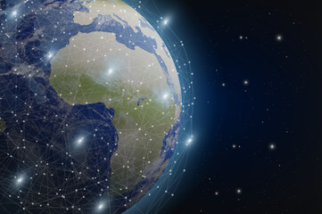 Wall Mural - internet technology concept. earth and network connection lines in space