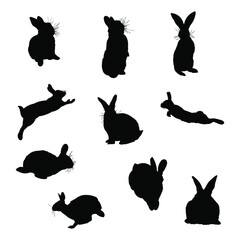 Wall Mural - rabbit silhouette illustration isolated on background. easy editable.