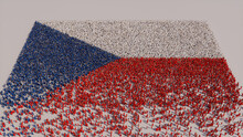 Czech Flag Formed From A Crowd Of People. Banner Of Czech Republic On White.