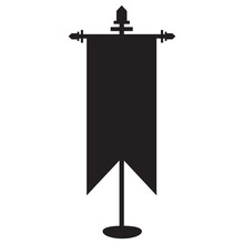 Battle Flag Icon On White Background. War Banner For Games. Medieval Vertical Flag With Flagpole For Game. Flat Style.