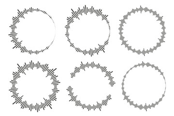 Circle audio waves. Circular music sound equalizer. Abstract radial radio and voice volume symbol. Vector illustration.