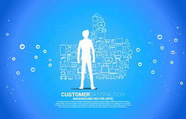 Poster - Businessman and Big thumb up icon from small icon. concept of customer satisfaction , client rating and ranking.