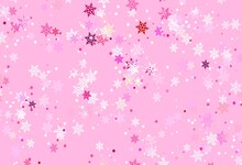 Light Purple, Pink Vector Background With Beautiful Snowflakes.