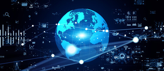 Poster - Global communication network concept. Digital transformation. Wide image for banners, advertisements.