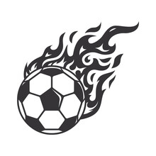 Hot Soccer Ball Fire Logo Silhouette. Football Club Graphic Design Logos Or Icons. Vector Illustration..