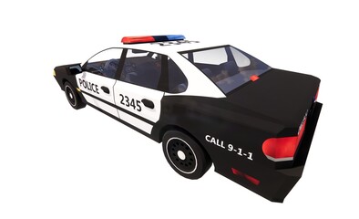 Wall Mural - Police car vehicle patrol concept 3d render illustration template