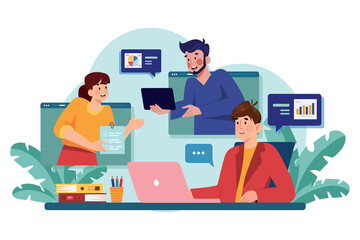 Online business meeting Illustration concept. Flat illustration isolated on white background