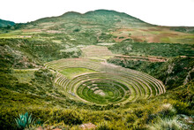 Agricultural Terraces In Sacred Valley Moray In Peru. Soth America Nature