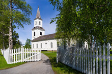 Sweden, Vasterbotten County, Sorsele, Open Gate Of Rustic Church