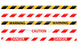 Hazardous and radioactive restricted barricade Tape , Red and white, black and yellow caution stripe, Caution warning and danger ribbon