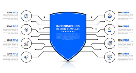Infographic template. Cyber security concept with 8 steps