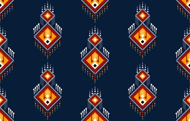 Wall Mural - Geometric ethnic oriental seamless pattern traditional Design for background,carpet,wallpaper.clothing,wrapping,Batik fabric,Vector illustration.embroidery style - Sadu, sadou, sadow or sado