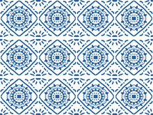 Seamless Black And White Pattern. Hand Painted Blue Pattern. Japanese Background Texture Vector Ethnic Cloth Bohemian Fashion Endless Watercolor Texture African Carpet