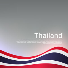 Wall Mural - Abstract waving Thailand flag. National thai poster. Creative background for design of patriotic holiday card. State thailand patriotic cover, flyer. Vector tricolor design