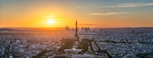 Paris Skyline Panorama At Sunset With View Of The Eiffel Tower