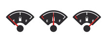 Fuel Gauge Scale And Fuel Meter. Gasoline Indicator. Fuel Indicator Concept. Vector Illustration