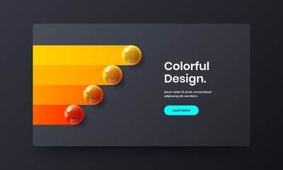 Geometric 3D spheres company identity template. Premium landing page design vector layout.