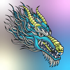 Wall Mural - Colorful dragon head illustration