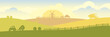 Abstract rural landscape -- harvesting. Agricultural machines harvest. Vector illustration on the theme of grain, flour and bread.