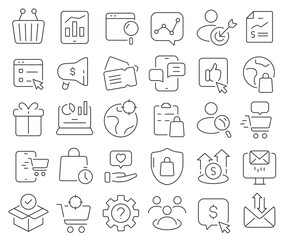 Aufkleber - Marketing line icons collection. Thin outline icons pack. Vector illustration eps10