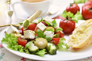 Wall Mural - Fresh mediterranean style salad with feta and vegetables