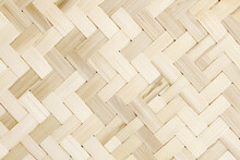 Old Bamboo Weave Texture Background, Pattern Of Woven Rattan Mat In Vintage Style.