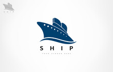 Ship On The Sea Logo. Ship And Wave Logo.