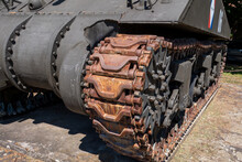 View Of The Front Of The Caterpillar Sherman Tank