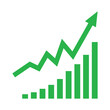 © stefanbalaz - Growing business green arrow with bar char. Profit arow Vector illustration. Business concept, growing chart. Concept of sales symbol icon with arrow moving up. Economic Arrow With Growing Trend.