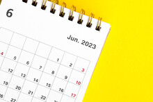 June Calendar 2023 On A Yellow Background.