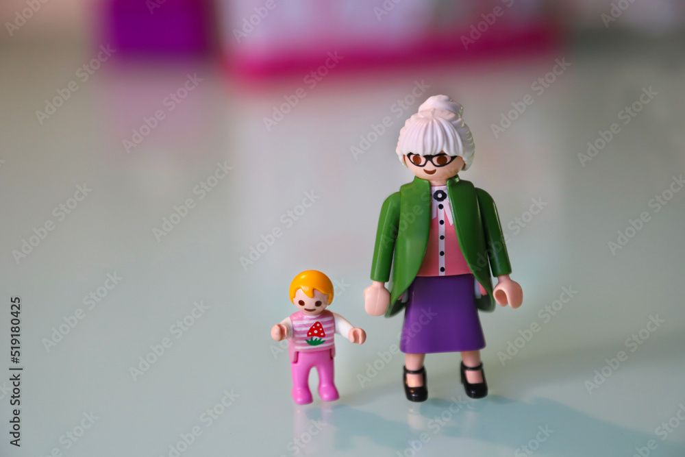 Playmobil Grandmother With Child Figure Set - Small Family Play Set