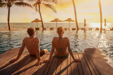 Wall Mural - couple on holidays in luxury hotel, vacation travel