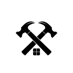 Wall Mural - Hammer construction logo illustration flat icon isolated on white background